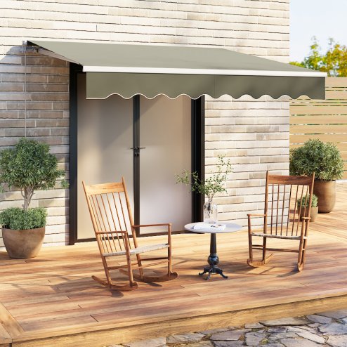Living and Home Outdoor Retractable Patio Awning for Window and Door, Grey, 3 m x 2.5 m