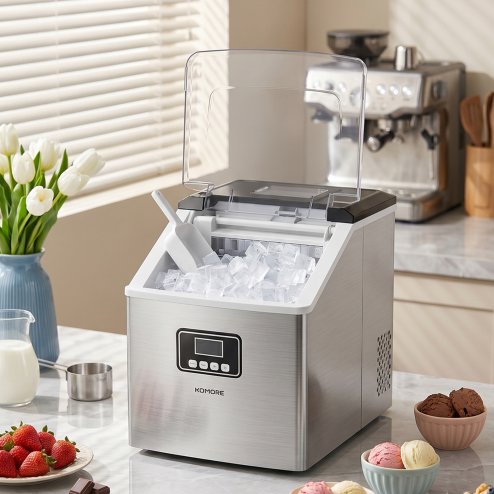 20KG Countertop Ice Maker Machine with 2.2L Water Tank, Self Cleaning, 24H Timer