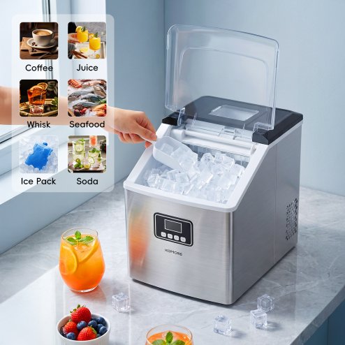 20KG Countertop Ice Maker Machine with 2.2L Water Tank, Self Cleaning, 24H Timer