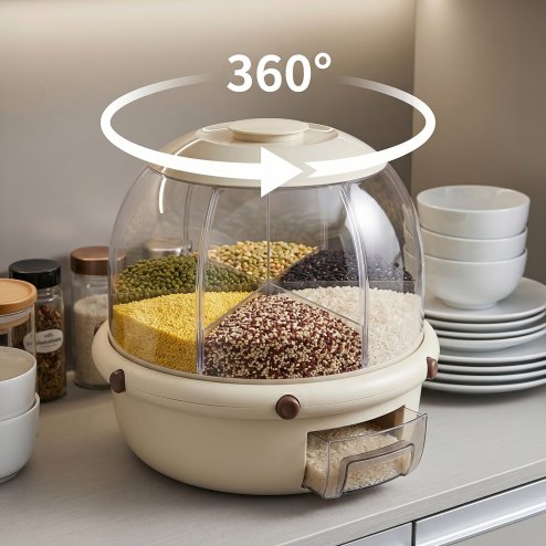 Living and Home 10L 360° Rotating Grain Dispenser Storage Container with Airtight Lid