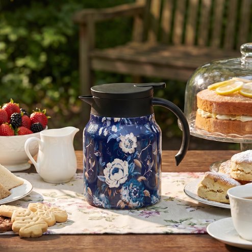 Living and Home Vintage Floral Pattern Thermal Carafe Teapot with Built-in Infuser