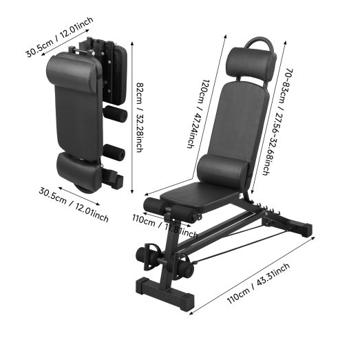 Living and Home Multifunctional Foldable Adjustable Workout Weight Bench with Resistance Bands