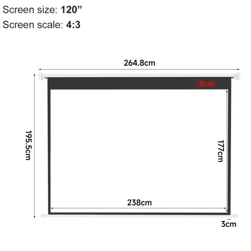 Living and home 120 Inch Wall Mounted Electric Projector Screen for Home Theater Movie