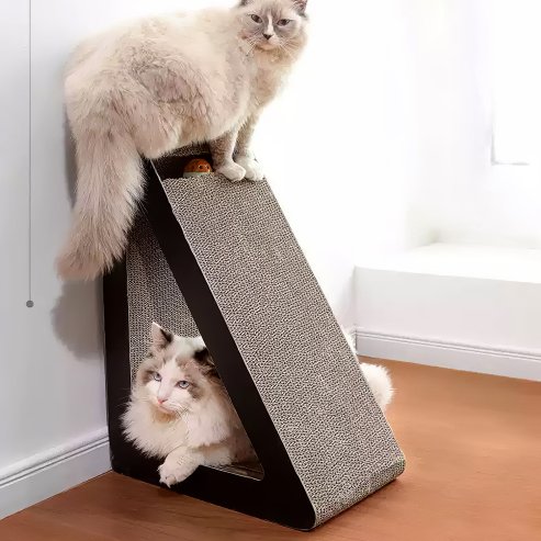 Living and Home Triangle Cat Scratching Post with Bell Ball