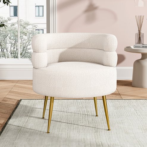 Living and Home Curved Upholstered Single Sofa Accent Chair