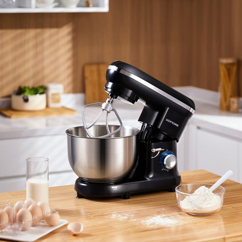 Living and Home 5.5-Quart Household Stand Mixer with Stainless Steel Bowl 1400W Tilt-Head Anti-Splash Lid