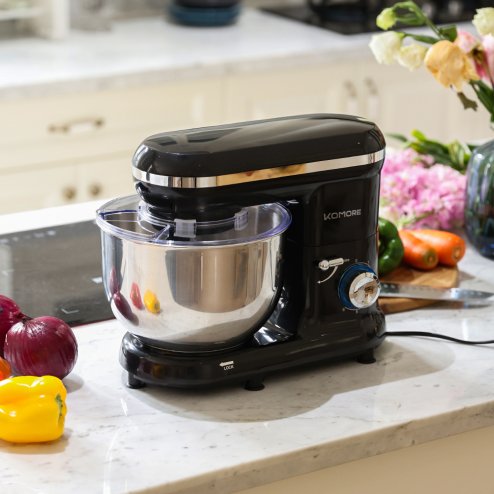 Living and Home 5.5-Quart Household Stand Mixer with Stainless Steel Bowl 1400W Tilt-Head Anti-Splash Lid