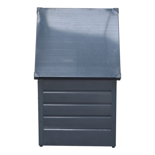 Living and Home 200L Lockable Outdoor Metal Garden Storage Box, Charcoal Black, 68cm W x 62cm D x 63cm H