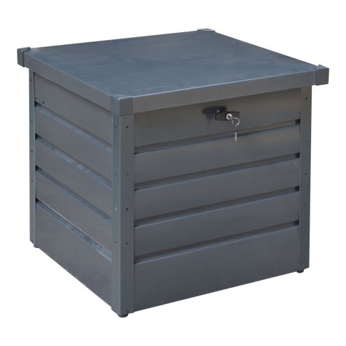 Living and Home 200L Lockable Outdoor Metal Garden Storage Box, Charcoal Black, 68cm W x 62cm D x 63cm H