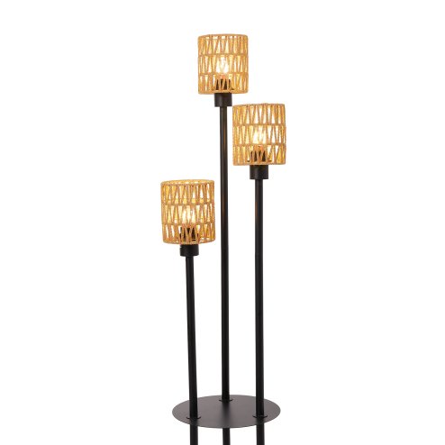3-Light Boho Rustic Floor Lamp No Bulb