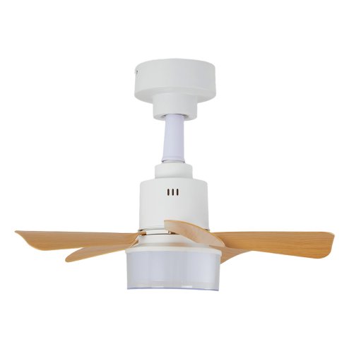 Living and Home 5-Blade Wood Grain Ceiling Fan Light, White ABS Fan Lamp with Remote & APP Control, 4 Speed Adjustable Dimmable LED Fan Light Fixture