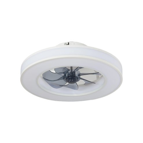 Living and Home Round White RGB Smart Ceiling Fan Light, 7 ABS Blades Reversible 6-Speed Dimmable LED Fan Lamp with Remote & APP Control
