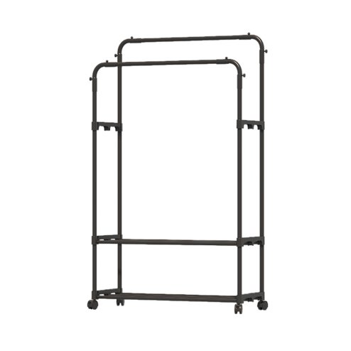 Living and Home Double Rod Metal Clothes Rack, Freestanding Clothing Rail