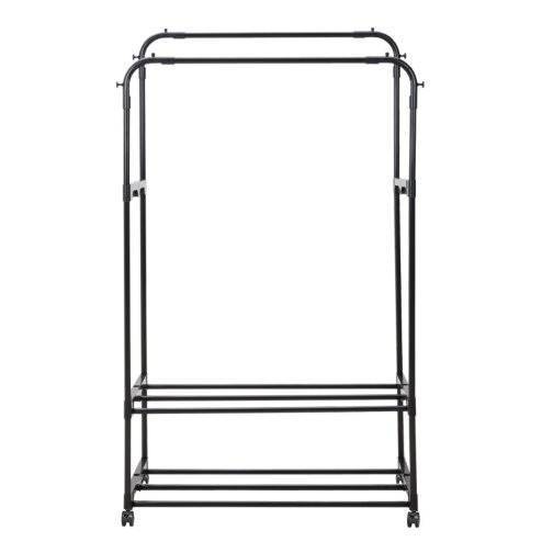 Living and Home Double Rod Metal Clothes Rack, Freestanding Clothing Rail