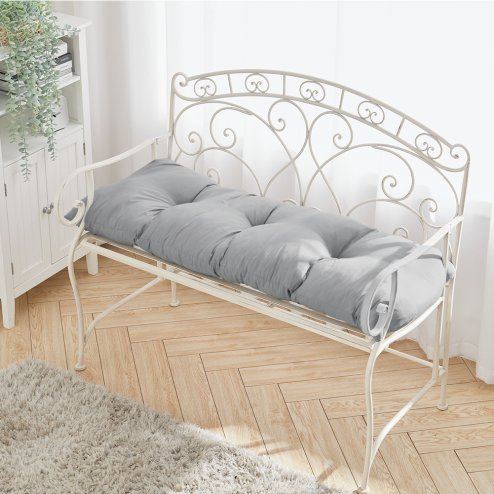 Living and Home Light Grey Rectangular Tufted Bench Cushion Seat Pad