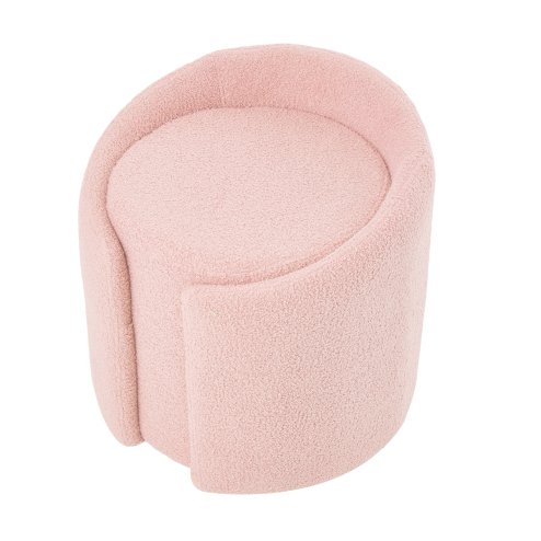 Living and Home Light Pink Teddy Fleece Round Curved Back Vanity Stool