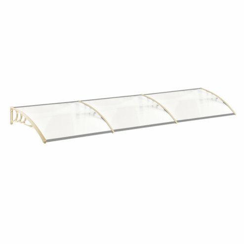 Living and Home White Window Door Awning Canopy with Brackets, 270cm W x 100cm D x 28cm H