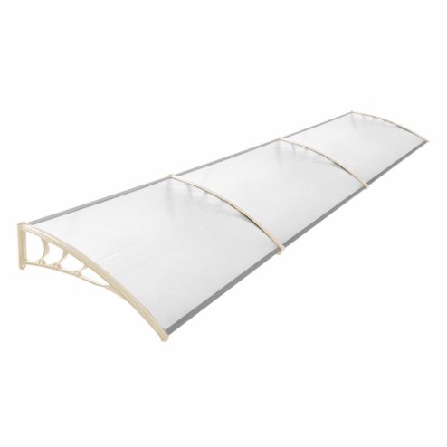 Living and Home White Window Door Awning Canopy with Brackets, 270cm W x 100cm D x 28cm H
