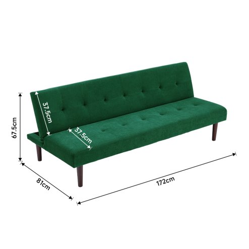 Living and Home Dark Green Contemporary Convertible Sofa Bed with Wood Legs