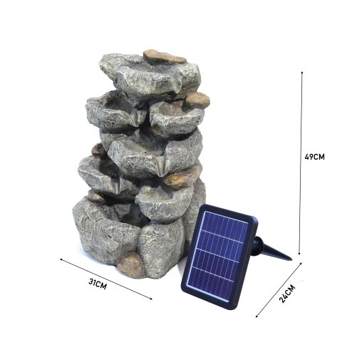 Living and Home Outdoor Fountain Water Feature Waterfall Solar Powered Water Fountain 49 cm H