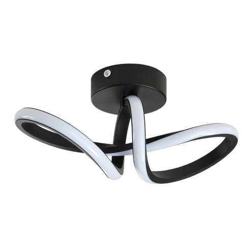 Living and Home 28cm Black Abstract Twisted Loop LED Ceiling Light, 20W 6500K Cool White Flush Mount Hallway Lamp Made of Aluminum & Silicone