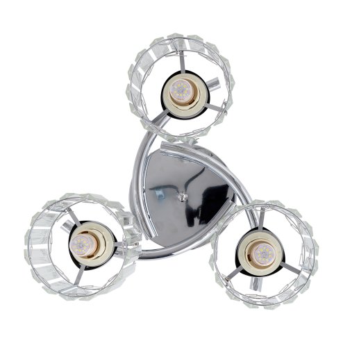 Living and Home 3-Light Silvery Flush Mount Ceiling Light, Metal Frame Vertical Crystal Glass Shade Ceiling Lamp, E27 Socket Ceiling Fixture (Bulbs Not Included)