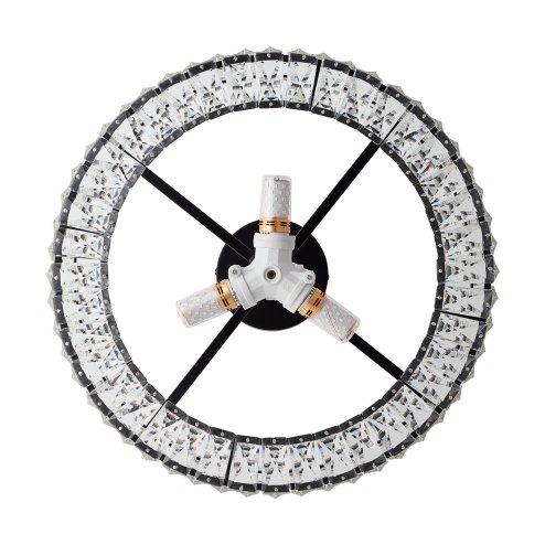 Living and Home 35cm Round Black 3-Light Crystal Flush Mount Ceiling Light, Metal Frame Vertical Crystal Ceiling Lamp with E27 Sockets, Max 40W Per Bulb, Bulbs Not Included