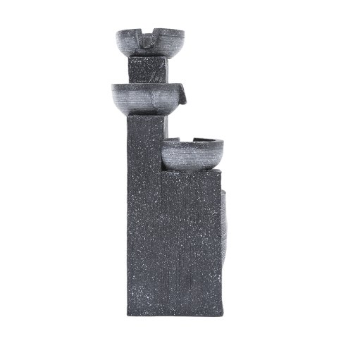 Living and Home Outdoor Solar-Powered Water Fountain Rockery Decor with LED Light, Cascading Stone Effect Water Feature