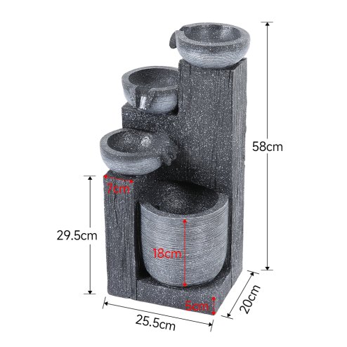 Living and Home Outdoor Solar-Powered Water Fountain Rockery Decor with LED Light, Cascading Stone Effect Water Feature