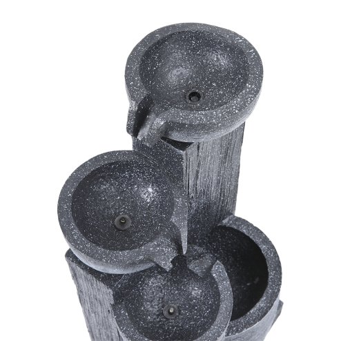 Living and Home Outdoor Solar-Powered Water Fountain Rockery Decor with LED Light, Cascading Stone Effect Water Feature