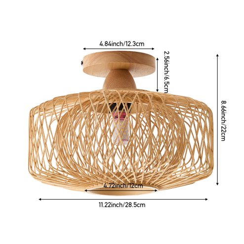 Living and Home E27 Bamboo-woven Ceiling Light