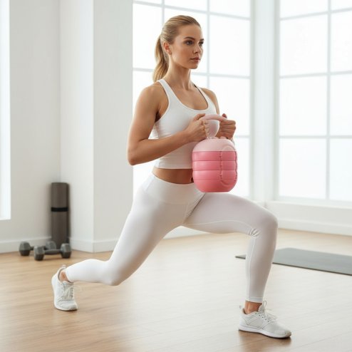 Living and Home 10kg Strength Training Soft Kettlebell with Non-Slip Handle, Pink