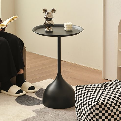 Living and Home Modern Small Round Metal Side Table 39cm Dia