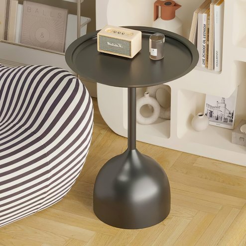 Living and Home Modern Small Round Metal Side Table 39cm Dia