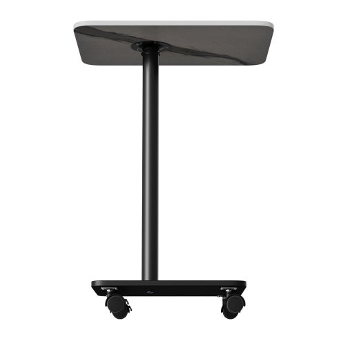 Living and Home C Shaped Side Table with Wheels, White Marble