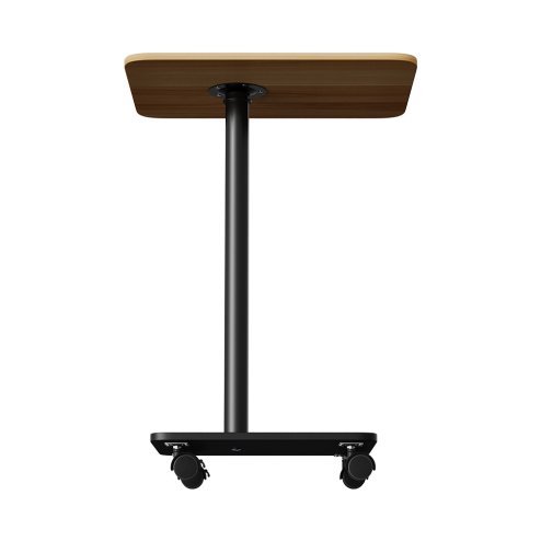 Living and Home C Shaped Side Table with Lockable Wheels, Natural Wood