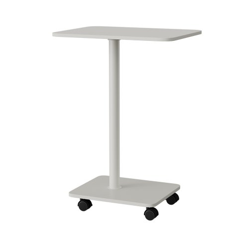 Living and Home C Shaped Side Table with Lockable Wheels, White