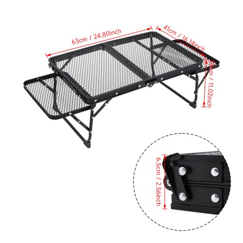 Living and Home Black Outdoor Portable Folding Camping Table, 63cm (W) x 41cm (D) x 28cm (H)