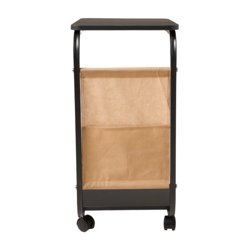 Living and Home C-Shaped Side Table with Storage Bag, Black