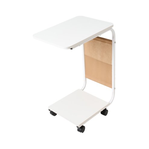 Living and Home C-Shaped Side Table with Storage Bag, White