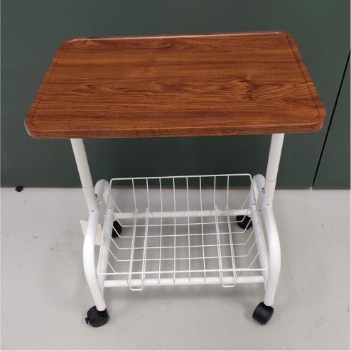 Living and Home Mobile Side Table with Lower Basket, Walnut