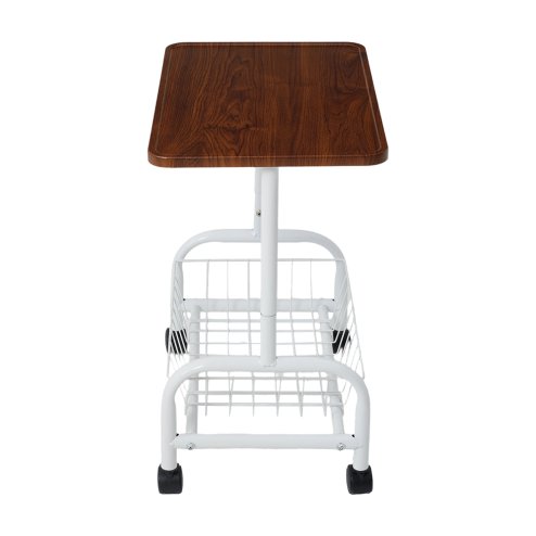 Living and Home Mobile Side Table with Lower Basket, Walnut