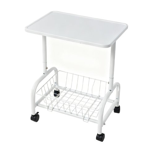 Living and Home Mobile Side Table with Lower Basket, White