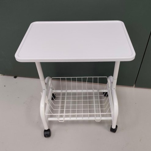 Living and Home Mobile Side Table with Lower Basket, White