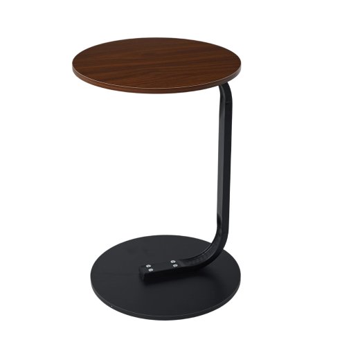 Living and Home 40cm Dia Walnut Wood Grain C-Shaped Round Side Table