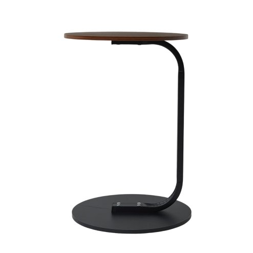 Living and Home 40cm Dia Walnut Wood Grain C-Shaped Round Side Table
