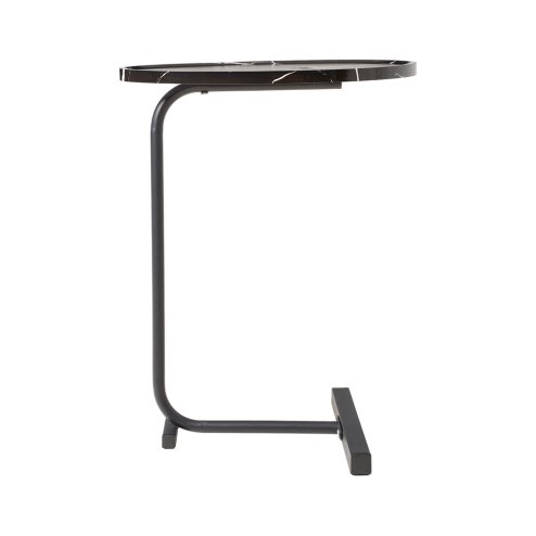 Living and Home C-Shaped Oval Grooved Side Table, Black Marble