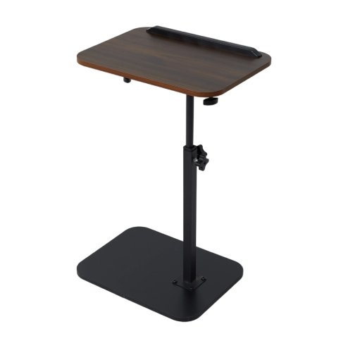 Living and Home 57-85cm Height Adjustable Side Table in Walnut, 360° Rotatable Tilt E1 MDF Top End Table with Black Iron Frame