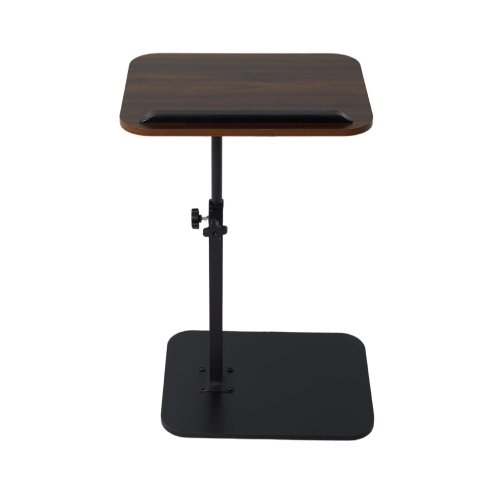 Living and Home 57-85cm Height Adjustable Side Table in Walnut, 360° Rotatable Tilt E1 MDF Top End Table with Black Iron Frame