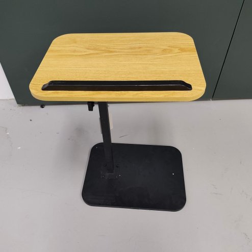 Living and Home 57-85cm Height Adjustable Side Table in Natural Wood, 360° Rotatable Tilt E1 MDF Top End Table with Black Iron Frame